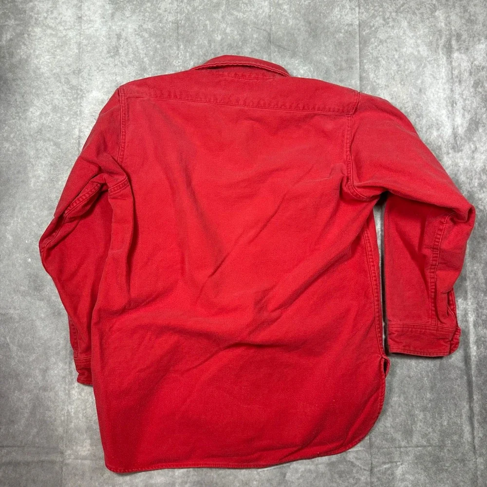 Vintage 80s Eddie Bauer Men Red Chamois Cloth Shirt Medium Long Sleeve Button Up